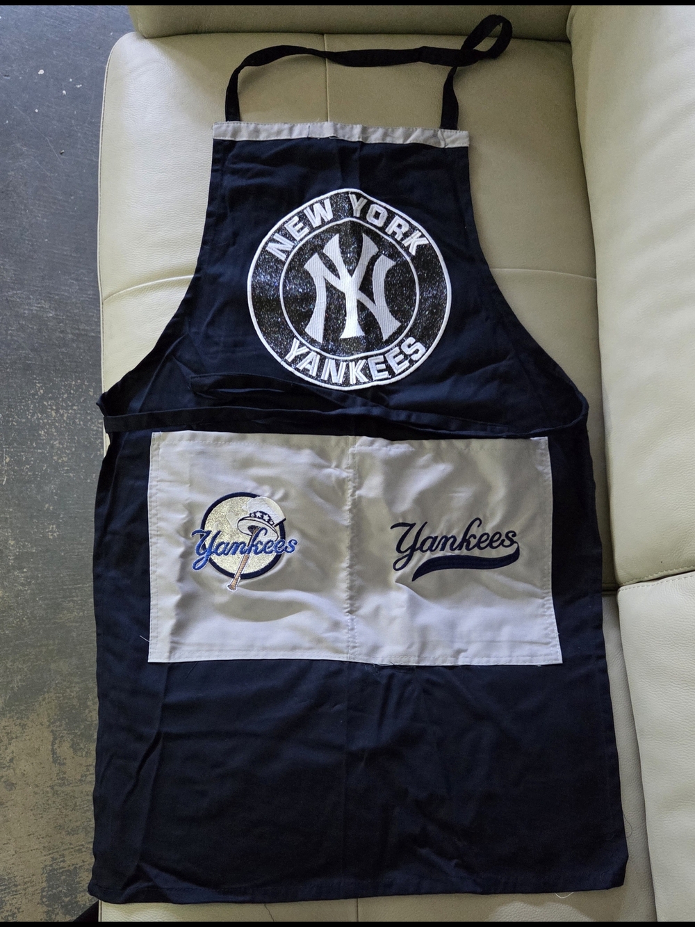 NYY Black & Gray Logo Apron, Handmade Apron from Mexico